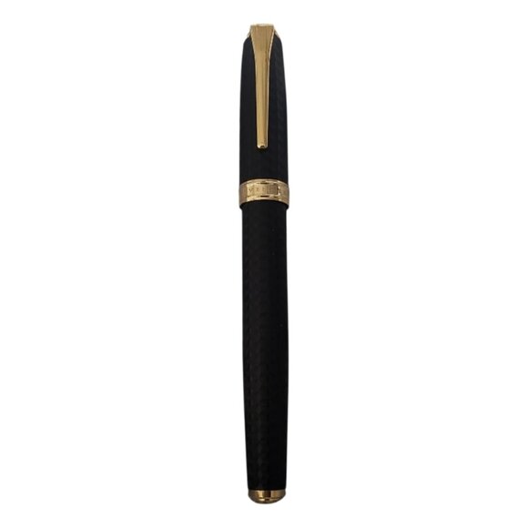 Levenger Black & Gold Matte True-Writer Herringbone Rollerball Pen - Picture 1 of 5